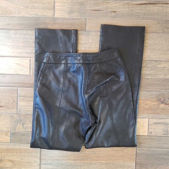Hugo Buscati Soft Supple Leather Black Pants 6 - Picture 7 of 16